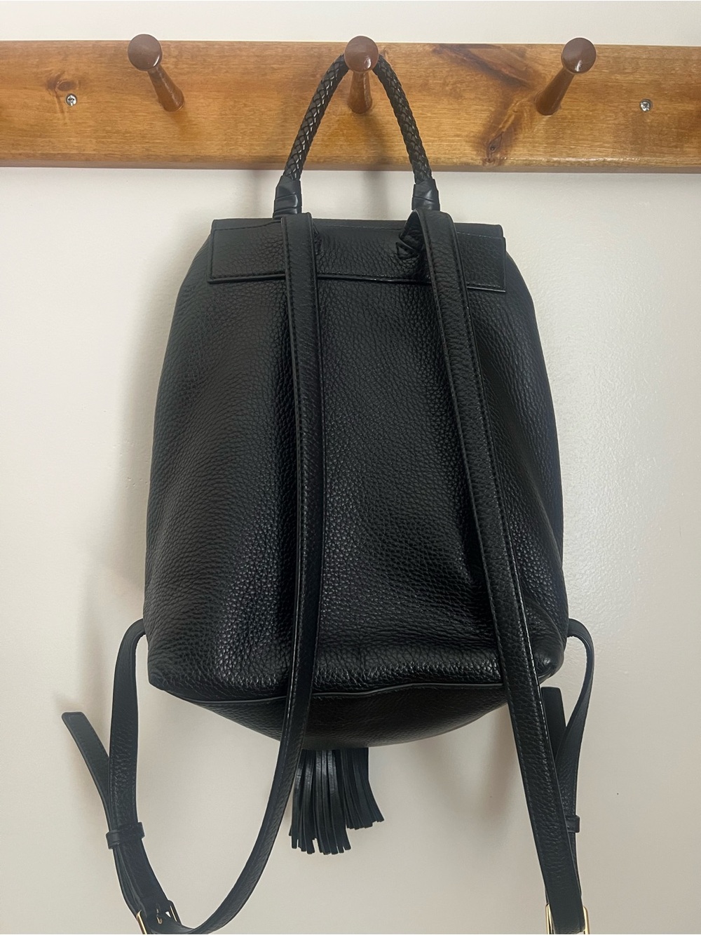 Tory Burch Black Pebbled Tassel Mini Backpack - Picture 4 of 8